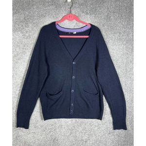 BDG Lambs Wool Blend Long Sleeve Button Up Cardigan Sweater Mens XL Blue Pockets